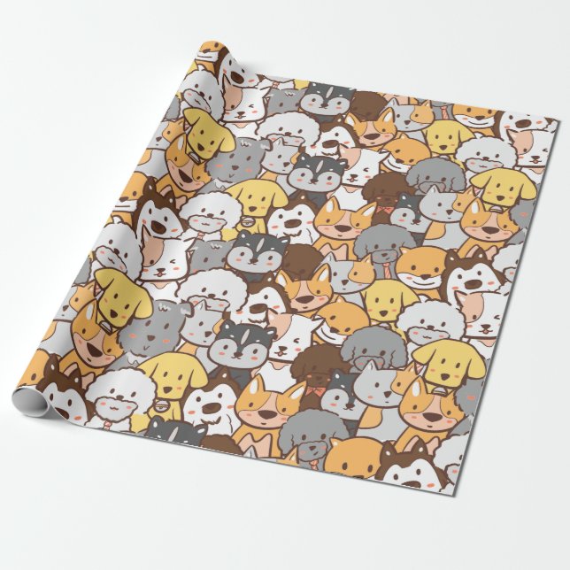 Cadeau Papier d'enveloppement de chiens mignons (Déroulé)