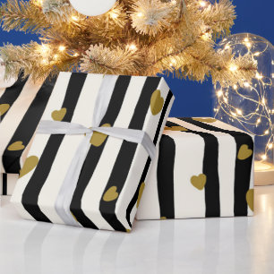 Cadeau Papier d'enveloppement de coeur doré