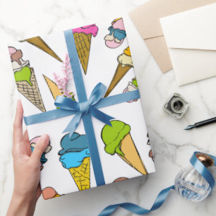 Cadeau Papier d'enveloppement de cône de crème glacée