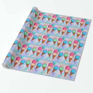 Cadeau Papier d'enveloppement de cônes de crème glacée