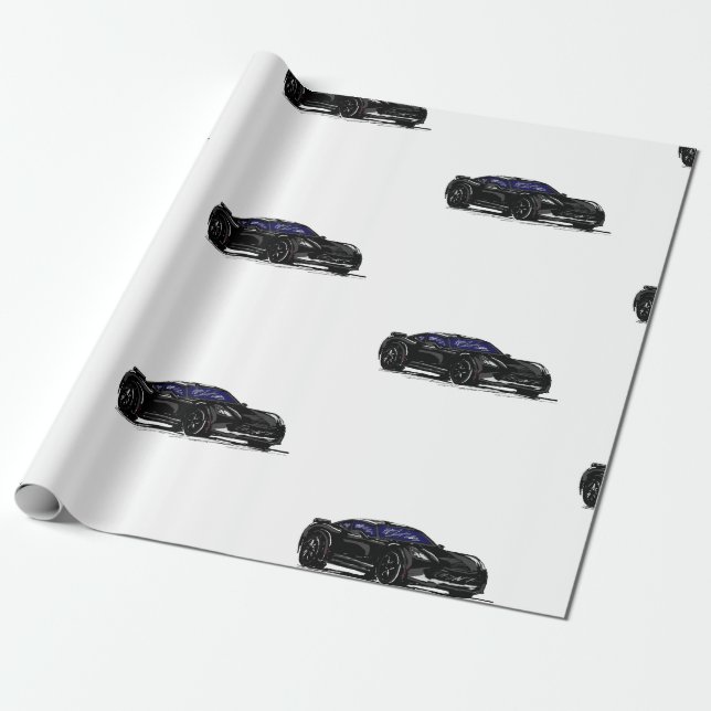 Cadeau Papier d'enveloppement de corvette C7 noir (Déroulé)