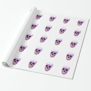 Cadeau Papier d'enveloppement de crâne violet violet blan