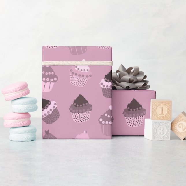 Cadeau Papier d'enveloppement de cupcakes roses (Baby Shower)