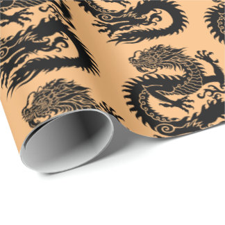 Cadeau Papier d'enveloppement de dragon chinois tradition