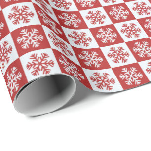 Cadeau Papier d'enveloppement de flocon rouge et blanc
