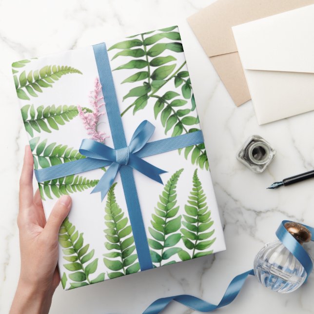 Cadeau Papier d'enveloppement de fougère à l'aquarelle lu (Cadeaux)