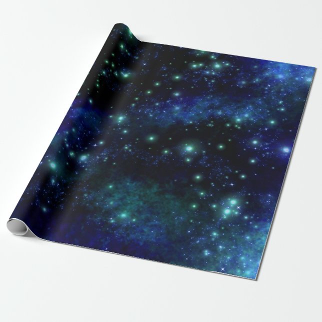 Cadeau Papier d'enveloppement de galaxie bleue (Déroulé)