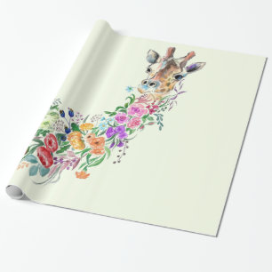 Cadeau Papier d'enveloppement de Giraffe Florale