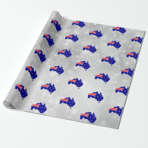 Cadeau Papier d'enveloppement de la carte du drapeau aust