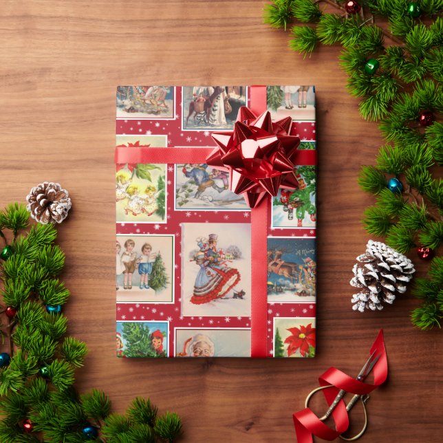 Cadeau Papier d'enveloppement de la carte postale de Noël (Cadeau de vacances)