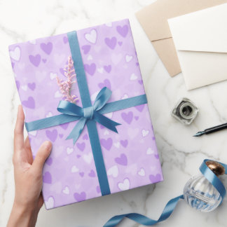 Cadeau Papier d'enveloppement de lavande de coeur mignonn