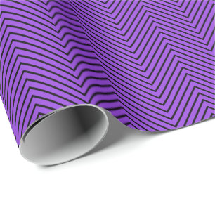 Cadeau Papier d'enveloppement de ligne Chevron - noir sur