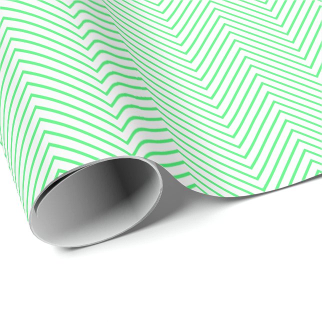 Cadeau Papier d'enveloppement de ligne Chevron - Vert cla (Coin rond)