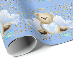 Cadeau Papier d'enveloppement de l'ours et du coeur en pe