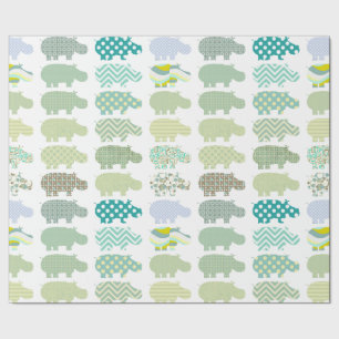 Cadeau Papier d'enveloppement de maçonnerie Hippo Mint