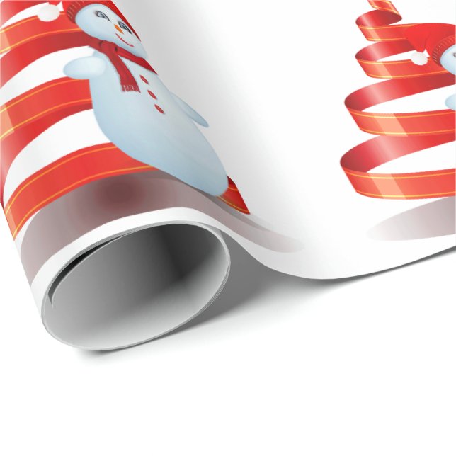 Cadeau Papier d'enveloppement de matte de Noël Snowman (Coin rond)