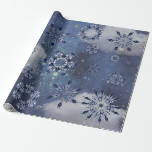 Cadeau Papier d'enveloppement de neige bleue
