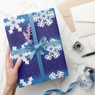 Cadeau Papier d'enveloppement de Noël aux flocons de nei
