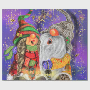 Cadeau Papier d'enveloppement de Noël avec des Gnomes heu