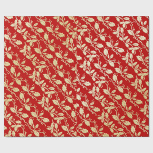 Cadeau Papier d'enveloppement de Noël blanc rouge et or