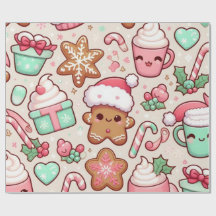 Papier d'enveloppement de Noël Cute Kawaii | Pain 