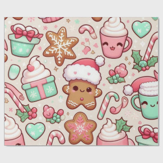 Cadeau Papier d'enveloppement de Noël Cute Kawaii | Pain 