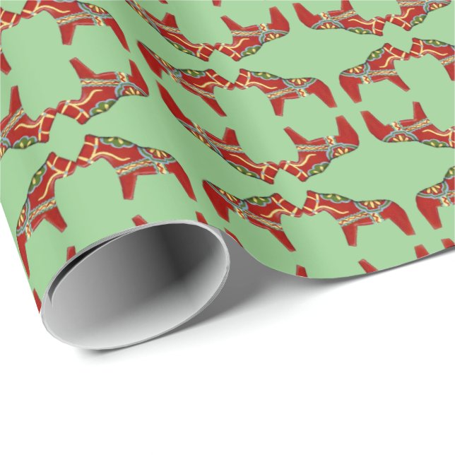 Cadeau Papier d'enveloppement de Noël Dala Horse (Coin rond)