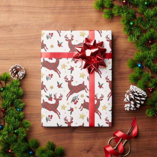 Cadeau Papier d'enveloppement de Noël de rennes rouges (Cadeau de vacances)