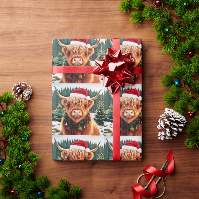 Cadeau Papier d'enveloppement de Noël de vache Highland (Cadeau de vacances)