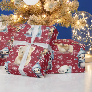 Cadeau Papier D'Enveloppement De Noël Des Ours Et Pingoui