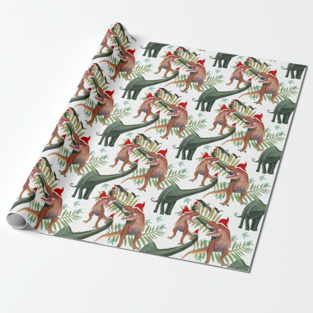 Cadeau Papier d'enveloppement de Noël Dinosaur (Déroulé)