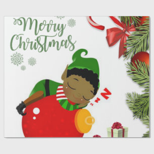 Cadeau Papier d'enveloppement de Noël Elfe Africain