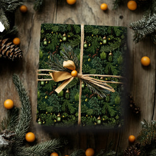 Cadeau Papier d'enveloppement de Noël en vert forestier