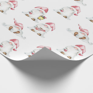 Cadeau Papier d'enveloppement de Noël - Gnomes avec cadea