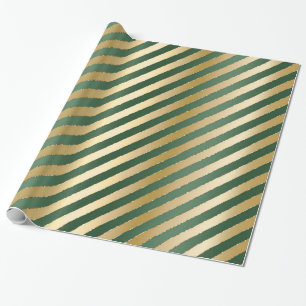 Cadeau Papier d'enveloppement de Noël Grilles d'or Vert