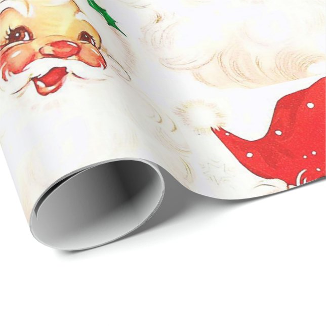 Cadeau Papier d'enveloppement de Noël Père Noël (Coin rond)