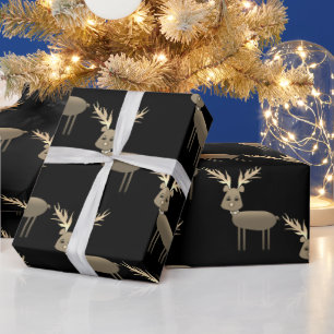 Cadeau Papier d'enveloppement de Noël pour cerfs de Noir 