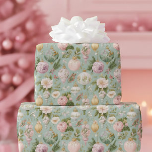 Cadeau Papier d'enveloppement de Noël rose vintage