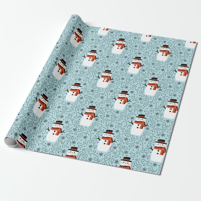 Cadeau Papier d'enveloppement de Noël Snowman (Déroulé)