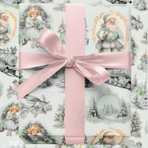 Cadeau Papier d'enveloppement de Noël victorien vert anti