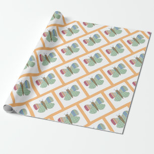 Cadeau Papier d'enveloppement de papillon à la menthe