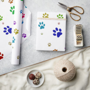 Cadeau Papier d'enveloppement de pattes de pois colorés
