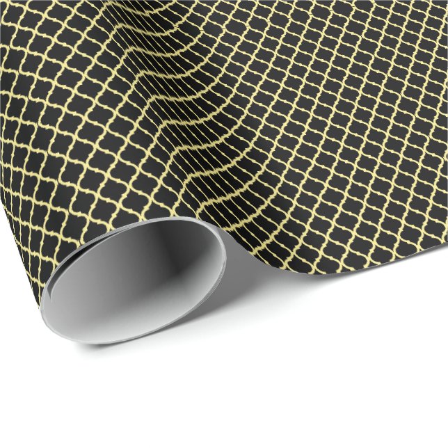 Cadeau Papier d'enveloppement de peigne d'or noir (Coin rond)