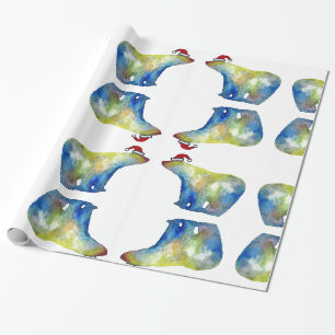 Cadeau Papier d'enveloppement de Père Noël d'ours polaire