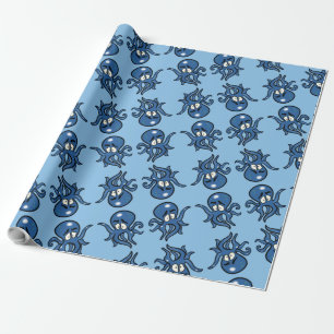Cadeau Papier d'enveloppement de pieuvre bleu
