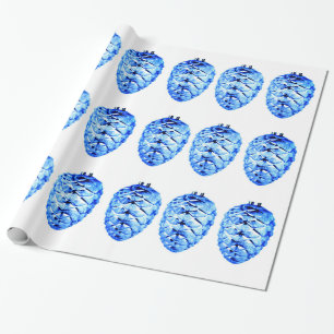Cadeau Papier d'enveloppement de pinecones bleus