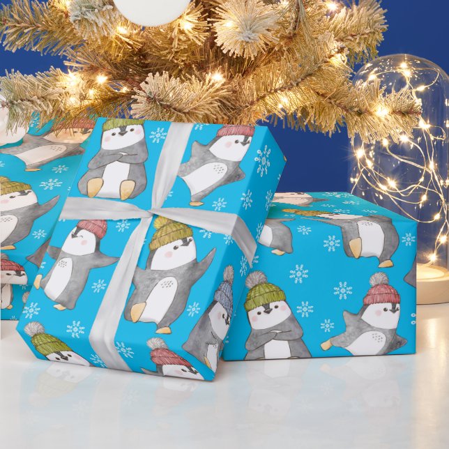Cadeau Papier d'enveloppement de pingouins d'hiver (Vacances)