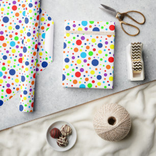 Cadeau Papier d'enveloppement de points arc-en-ciel