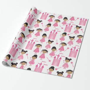 Cadeau Papier d'enveloppement de princesse rose afro-amé