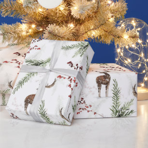 Cadeau Papier d'enveloppement de rennes Noël d'hiver